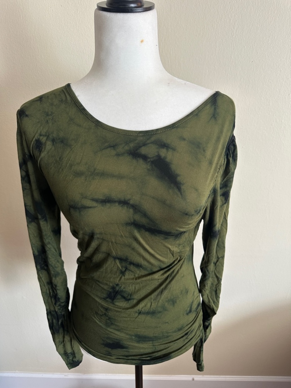 Kendall & Kylie Olive Green Tie-Dye Long Sleeve Tee